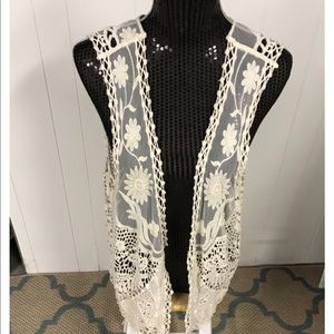 Off white crocheted vest